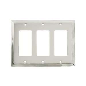 Mid Century GFI / Decora Cover Plate   Triple Gang in Polished Nickel.
