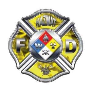  Inferno Yellow Hazmat FD Maltese Cross Decal   6 h 