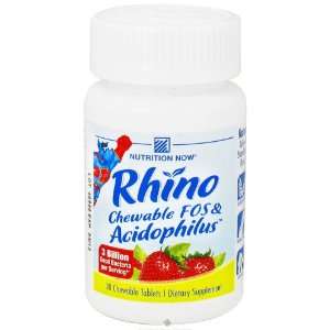  Rhino Chewable FOS & Acidophilus 30 Tablets Health 