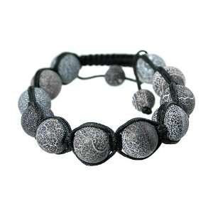   , Hiphop, Bracelet, 11 Natural Snake Skin Agate 12mm Beads adjustable