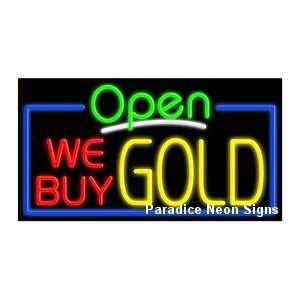  Open We Buy Gold Neon Sign (Oval)