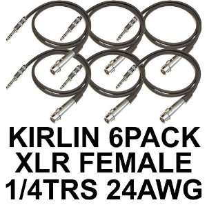 6ft PATCH CABLE CORDS, XLR Female To 1/4 TRS Black Cables 6 Balanced 