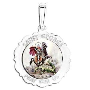  Saint George Scalloped Medal Color Jewelry
