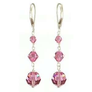  Sterling Silver Swarovski Elements Rose Colored Bicone and 