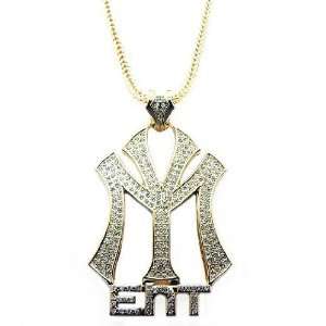  Gold Iced Out Young Money Ent Pendant with 36 Inch Franco 