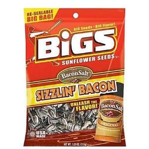  BIGS Sunflower Seeds, 5.35 oz, 12 ct, Bacon Salt Sizzlin 