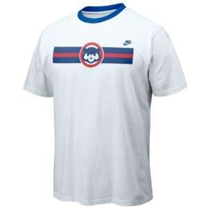  Men`s Chicago Cubs White Classic Logo Ringer TShirt 