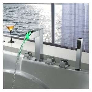  Color Changing LED Tub Faucet with Hand Shower   Blade 