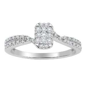  Womens 10k White Gold Engagement Ring (1/8 cttw I J Color 