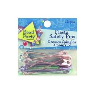  12 piece fiesta safety pins assorted metallic colors 