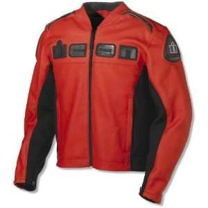 Icon Mens Accelerent Leather Motorcycle Jacket Red Medium M 2810 1266