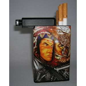 Cigarette Case Indian American Eagle. Built on lighter compartment 