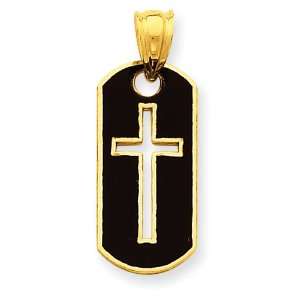  14kt 13/16in Polished Cross Cut out Pendant/14kt Yellow 