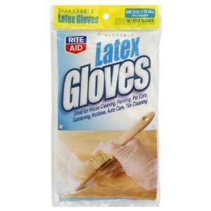  Rite Aid Gloves, Latex, Disposable, One Size Fits All, 10 