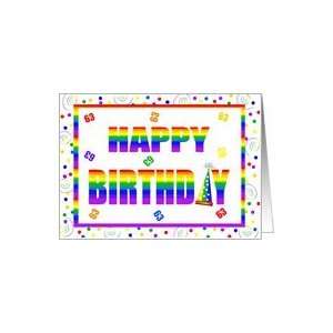  63 Years Old Happy Birthday Rainbow Hat & Letters Card 