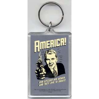  Retro Spoofs   America Love to Shoot   Acrylic Keychain 