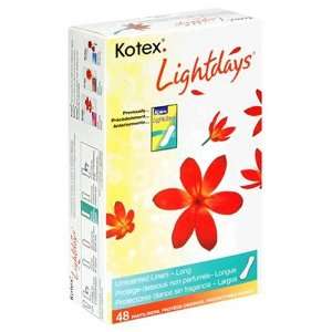 Kotex Lightdays Pantiliners, Long, Unscented , 48 pantiliners  