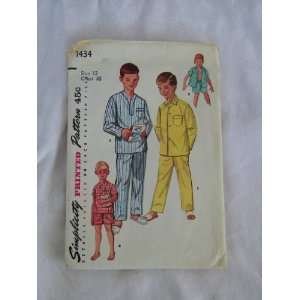  Vintage Simplicity 1434 Boys Pajama Pattern Size 12 