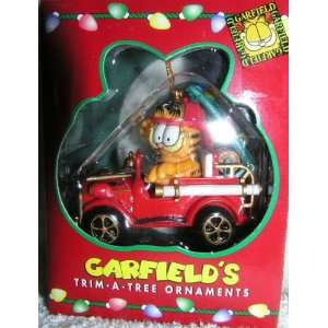  Garfield the Cat Fireman in Fire Engine Christmas Ornament 