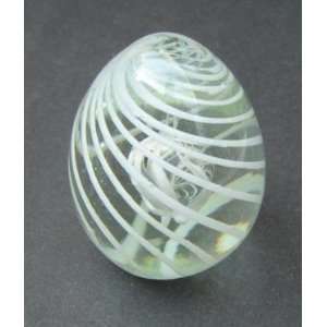 Paperweight Glass Egg Shaped   Swirls White Everything 