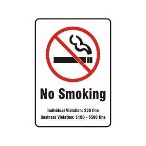 NO SMOKING INDIVIDUAL VIOLATION  W/GRAPHIC (TENNESSEE) Sign   14 x 