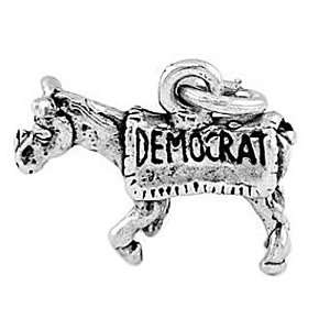    Sterling Silver Democrat Political Party Donkey Charm Jewelry