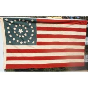  HANDMADE, AGED, 35 Star American Civil War Flag 