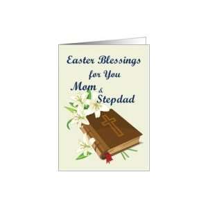  Easter Blessings Mom & Stepdad (Lillys and Bible) Card 