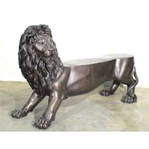  Metropolitan Galleries SRB30518 Lion Bench Bronze