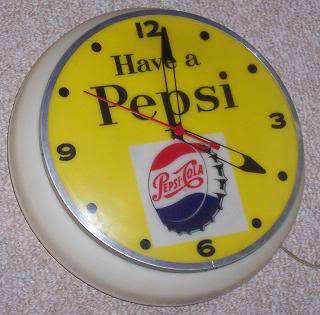 Vintage Rare Round Pepsi Cola Lighted Clock   New Lowered Price April 