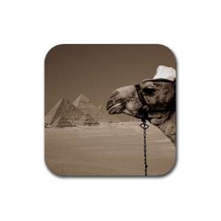 Egypt Pyramids Camel and Hat Cairo Rubber Coasters Set  