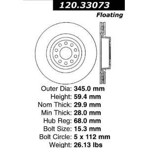 Centric Parts 120.33073 Premium Brake Rotor with E Coating 