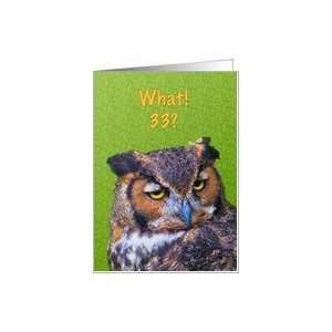  33rd Birthday Card with Great Horned Owl Bird Card Toys 