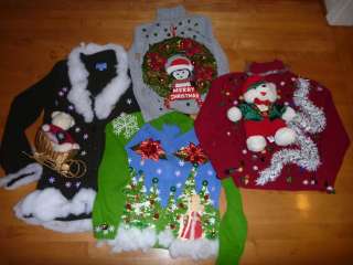 Womens Ugly CHRISTMAS Sweater Contest Size Sm Med Hand Made Penguin 