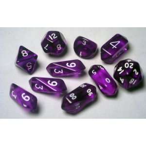  Purple/White Hybrid Translucent (Set of 10 Dice) Dice Sets 