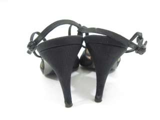 RENE MANCINI Black Strappy Pumps Heels Sz 36.5 6.5  