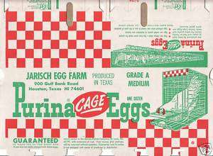 Purina Cage Eggs Folding Paper Egg Carton 1960s New  