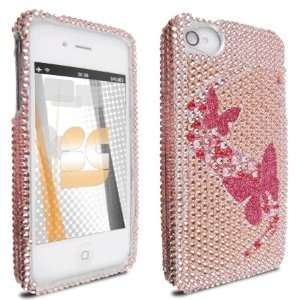 com 3D Pink Butterfly Diamond Crystal Bling Protector Case for Apple 