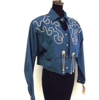 1849 Ranchwear Horse Western Cowboy Show Jacket Blue Teal NWT NEW 