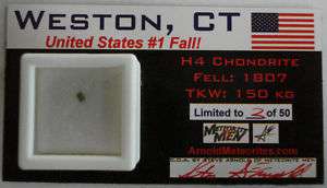 Weston, CT USA #1 Fall H4 Meteorite Magnet from 1807  
