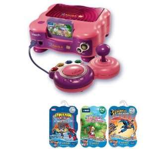  VSmile Pink TV Learning System & 3 Games Toys & Games