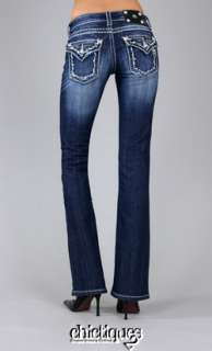 Miss Me Jeans White Stitch Ivy League Denim Boot Cut JS5014B46 Sz 28 