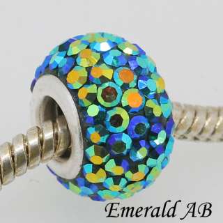 925 Silver Swarovski Crystal Fit European Charm Big Holes Beads  