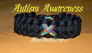 Tactical Autism Awareness Ribbon Paracord Survival Bracelet US 