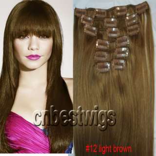 15 22 CLIP IN ON HUMAN REMY HAIR EXTENSIONS ,70G,HOT ITEM, DARK 