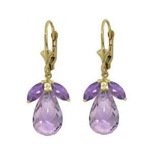    14K. GOLD LEVER BACK EARRINGS WITH NATURAL AMETHYSTS #4433 Jewelry