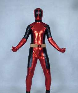 lycra zentai superhero costume metallic deadpool S XXL  
