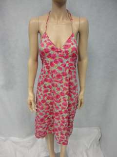 Alice & Trixie Vibrant Pink Rose Floral Print Cotton Halter Dress 12 
