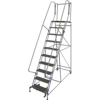 Rolling Steel Ladder 450lb Cap 10 Step Ladder 100H  