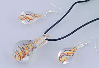 6sets Drop Volute Lampwork Murano 24*46mm Pendant Necklaces Earrings 